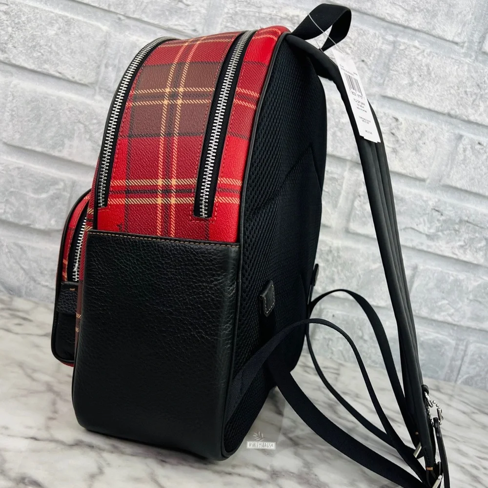 Coach Court Backpack With Tartan Plaid Print - Picture 5 of 16